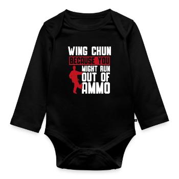 Wing Chun parce que vous pourriez courir combat fighter - Body Bébé bio manches longues - noir - Devant