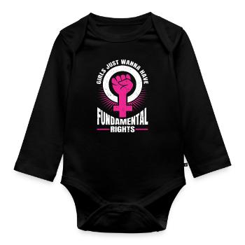 Girl Just Wanne Have Women’s Rights Basic Rights Woman - Body Bébé bio manches longues - noir - Devant