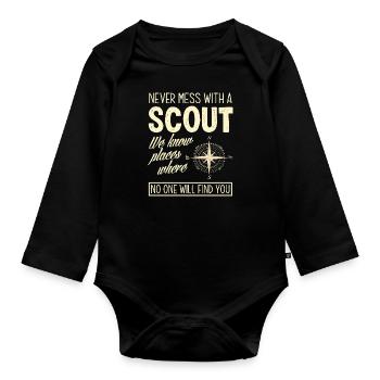 Scouts Nous connaissons des lieux - Body Bébé bio manches longues - noir - Devant