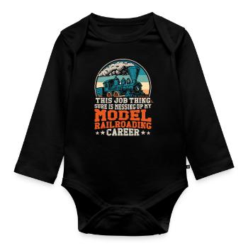 Steam Train Driver Trainspotting - Baby Bio-Langarm-Body - Schwarz - Vorne