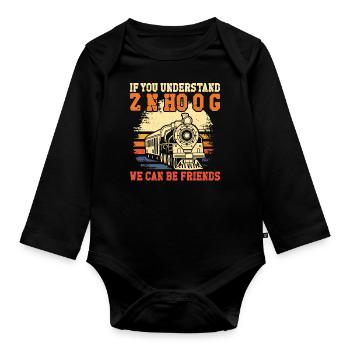 Steam Train Driver Trainspotting - Organic Longsleeve Baby Bodysuit - black - Front
