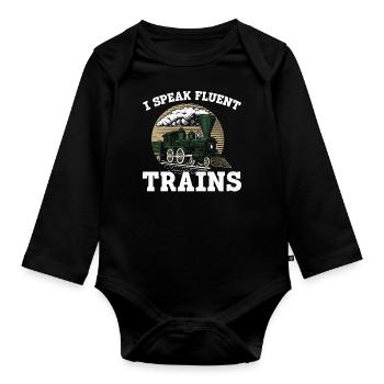 Steam Train Driver Trainspotting - Baby Bio-Langarm-Body - Schwarz - Vorne