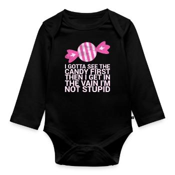 Ich Muss Den Ersten Lustigen Humor Für Erwachsene - Baby Bio-Langarm-Body - Schwarz - Vorne