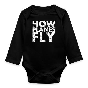Comment les avions volent conception pour les pilotes - Body Bébé bio manches longues - noir - Devant