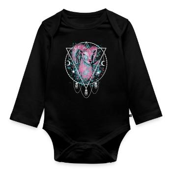 Widder Sternzeichen - Baby Bio-Langarm-Body - Schwarz - Vorne
