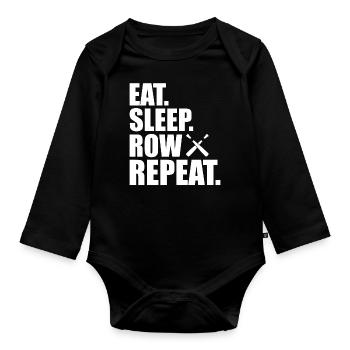 Rowing Trainer Gift Rower Rowing Boat Paddle - Organic Longsleeve Baby Bodysuit - black - Front