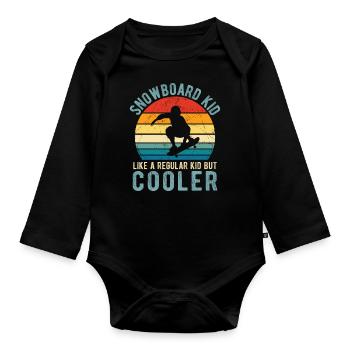 Snowboard Winter Ski Hut Child Snow Snowboarder - Organic Longsleeve Baby Bodysuit - black - Front
