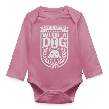 better with a dog - Organic Longsleeve Baby Bodysuit - mauve - Front