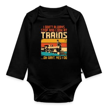 Conducteur de train à vapeur Trainspotting - Body Bébé bio manches longues - noir - Devant