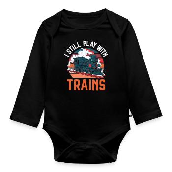 Steam Train Driver Trainspotting - Baby Bio-Langarm-Body - Schwarz - Vorne