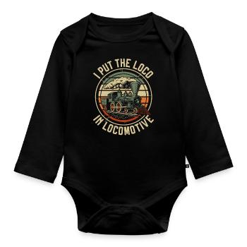 Steam Train Driver Trainspotting - Baby Bio-Langarm-Body - Schwarz - Vorne