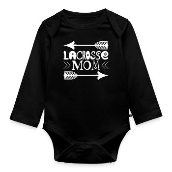 Lacrosse Mom tolles Lacrosse Mama - Baby Bio-Langarm-Body - Schwarz - Vorne