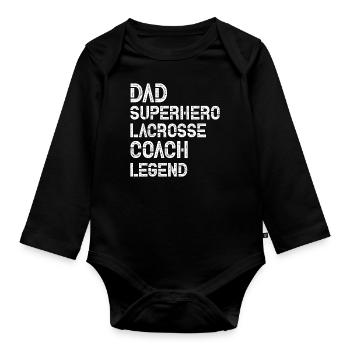Lacrosse Father Game Sport Papa Racket Player - Organic Longsleeve Baby Bodysuit - black - Front