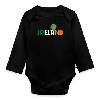 Irland Flagge Kleeblatt Vintage Irisch Wurzeln - Baby Bio-Langarm-Body - Schwarz - Vorne