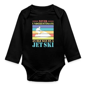 Jetski Sport Eau Moto Sports Nautiques Cadeau - Body Bébé bio manches longues - noir - Devant