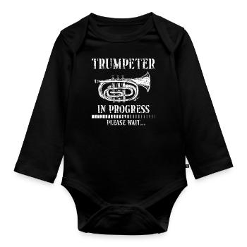 Trumpet Player Vintage Trumpeter - Baby Bio-Langarm-Body - Schwarz - Vorne