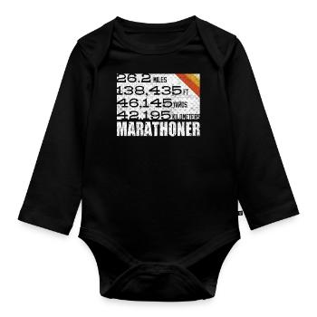 Marathonien, Marathon, Coureurs, 26, 2 - Body Bébé bio manches longues - noir - Devant