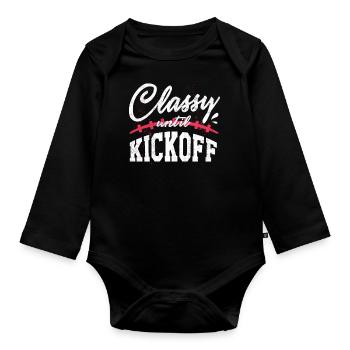 Footballeuse féminine, classique jusqu’au coup d’envoi - Body Bébé bio manches longues - noir - Devant