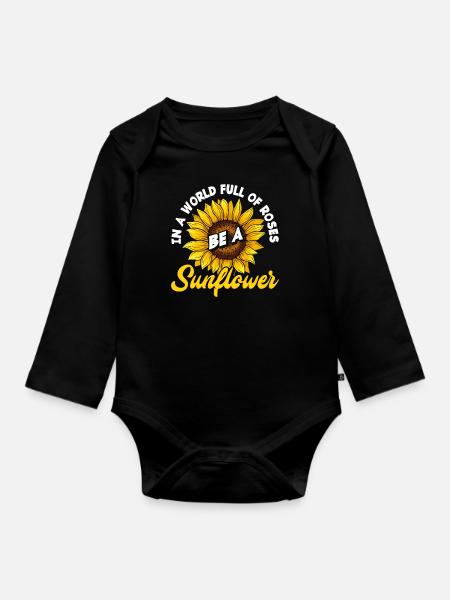 Sonnenblume Spruch Geschenk - Baby Bio-Langarm-Body - Schwarz