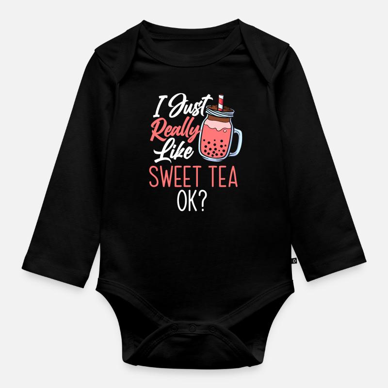 Sweet Tea Drinker Lover Cadeau - Body Bébé bio manches longues - noir