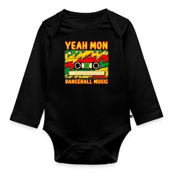 Dancehall Music Jamaica - Organic Longsleeve Baby Bodysuit - black - Front
