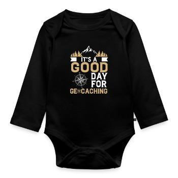 It's A Good Day Lustiger - Baby Bio-Langarm-Body - Schwarz - Vorne