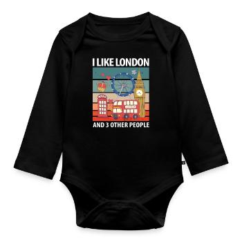 London - Organic Longsleeve Baby Bodysuit - black - Front