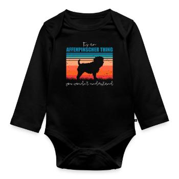 Chiens Affenpinscher - Body Bébé bio manches longues - noir - Devant