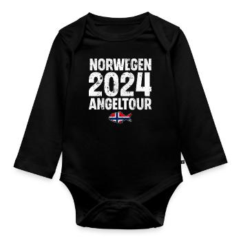 Norwegen Angeltour 2024 - Baby Bio-Langarm-Body - Schwarz - Vorne