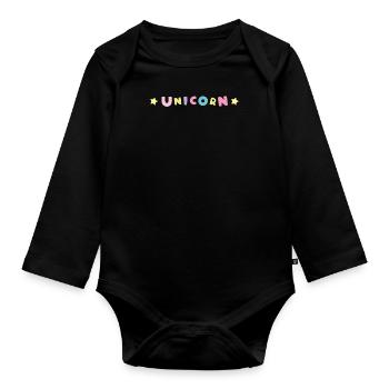 Licorne Einhorn - Body Bébé bio manches longues - noir - Devant