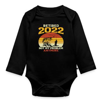 Retired 2022 Not My Problem Anymore Retro - Organic Longsleeve Baby Bodysuit - black - Front