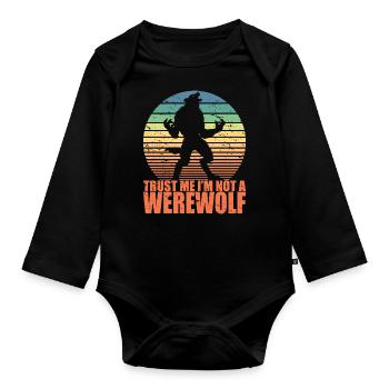 Fun Scary Werewolf Retro Halloween Trick or Treat - Body Bébé bio manches longues - noir - Devant