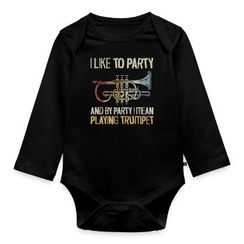 Trumpet Player Vintage Retro I - Baby Bio-Langarm-Body - Schwarz - Vorne