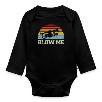 Trompettiste Vintage Retro Blow - Body Bébé bio manches longues - noir - Devant