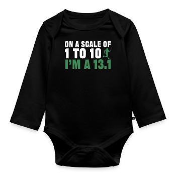 Half Marathon, Marathon, Runner - Organic Longsleeve Baby Bodysuit - black - Front