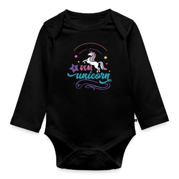 This Is What Real Unicorns Look Like Coloured - Organic Longsleeve Baby Bodysuit - black - Front