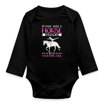 Voltige Sport équestre Sports équestres Cheval Cadeau - Body Bébé bio manches longues - noir - Devant