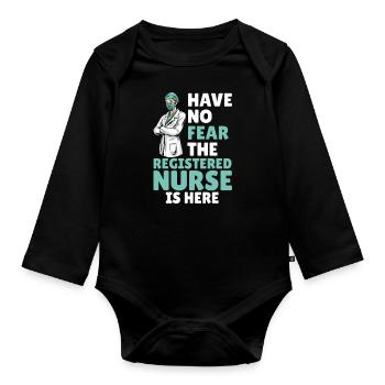 Krankenschwester - Baby Bio-Langarm-Body - Schwarz - Vorne
