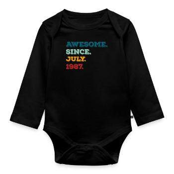 Juli 1987 - Geburtstag im Juli - Baby Bio-Langarm-Body - Schwarz - Vorne