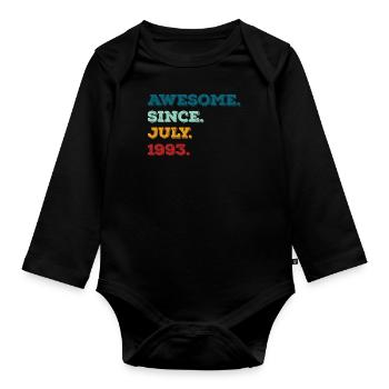 Juli 1993 - Geburtstag im Juli - Baby Bio-Langarm-Body - Schwarz - Vorne