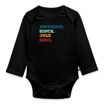 July 2000 - Birthday in July - Organic Longsleeve Baby Bodysuit - black - Front