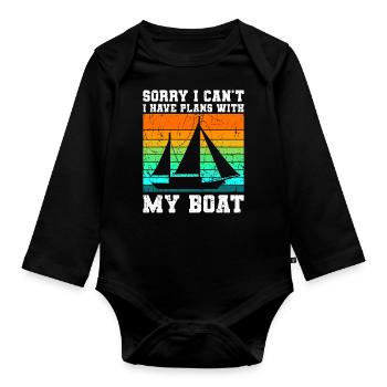 Ich Habe Pläne Mit Meinem Boot Bootfahren Schiff - Baby Bio-Langarm-Body - Schwarz - Vorne