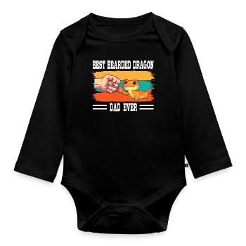 Best Bearded Dragon Dad Ever Lizard Papa Father - Organic Longsleeve Baby Bodysuit - black - Front