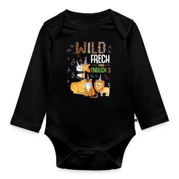 Wild Frech und Endlich 3 Jahre, 3. Geburtstag - Baby Bio-Langarm-Body - Schwarz - Vorne