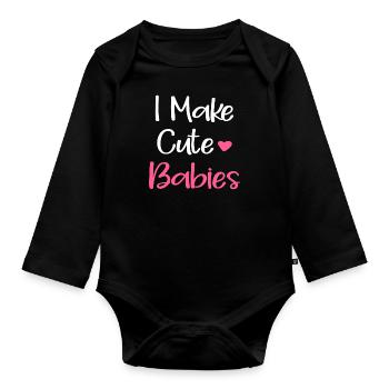 Vatertag Papa Papa Papa - Baby Bio-Langarm-Body - Schwarz - Vorne