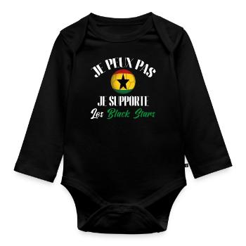 je peux pas je supporte les black stars. GHANA - Body Bébé bio manches longues - noir - Devant