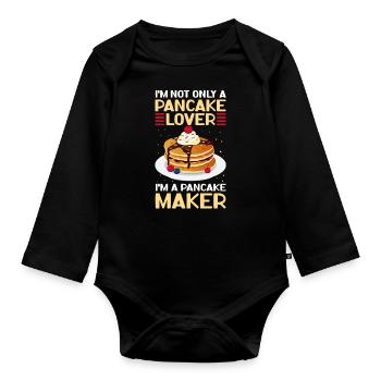 Pancakes Pancake Pancake Gift - Organic Longsleeve Baby Bodysuit - black - Front