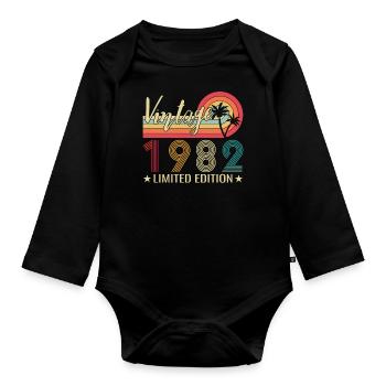 Jahrgang 1982 geboren Retro 1982 Geburtstag - Baby Bio-Langarm-Body - Schwarz - Vorne