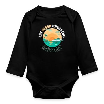 Vacances en bateau de croisière Manger dormir - Body Bébé bio manches longues - noir - Devant