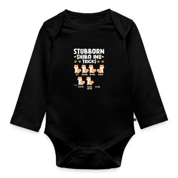 Shiba Inu - Organic Longsleeve Baby Bodysuit - black - Front
